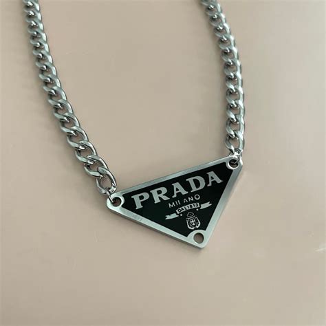 women's prada necklace triangle|prada necklace triangle black.